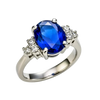 Syntheses Blue Saphire Stone Ring With Moissanite