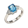 Aqua Zarcon Stone Ring With Moissanite